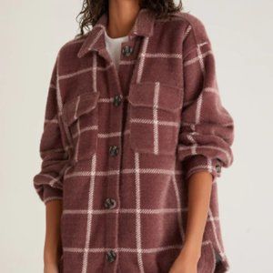 NWT Z Supply Plaid Tucker Jacket in Espresso Size XS
